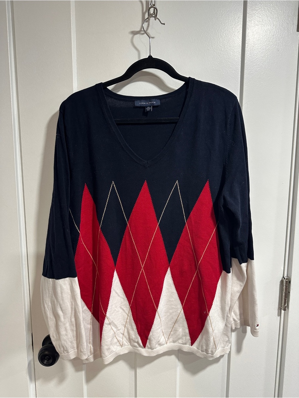 Tommy Hilfiger Navy V-Neck Knit Top